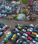Aerial top view of the big car dump