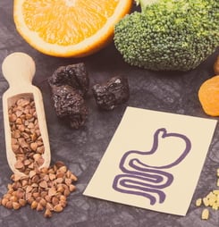 Beneficial eating for digestive system. Healthy ingredients as source vitamins